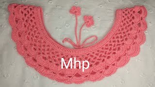 Very easy crochet collar  crochet neck designকুশিকাটার গলার ডিজাইন।myhobbyproject [upl. by Aseret823]