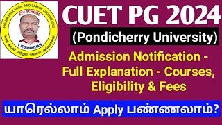 Pondicherry University PG Admission Notification  Who can apply ktvschool cuet [upl. by Aremmat]