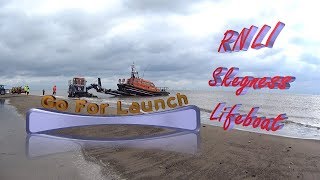 RNLI Shannon class lifeboat Skegness  Launch at high tide [upl. by Tilla]