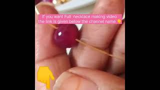 Latest model pearl and pink stone beads necklace 📿trendy viral short  pearl jewellery diy [upl. by Annabella]