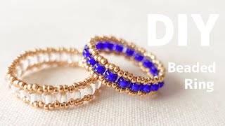 DIYHow to make Easy Seed beads Ringtutorial意外に簡単！テグス編みビーズリング 作り方♪ シードビーズ大人子供バザーハンドメイド初心者 [upl. by Kcirdehs]