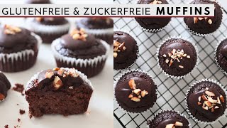 Glutenfreie Schoko Muffins  ohne Zucker ohne Mehl backen [upl. by Etnoed]