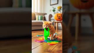 😱 The kitten Who Threw Up GREEN SLIME 🐱💚🤢 cattales cat catcartoon funny catcartoon catshorts [upl. by Acnairb]