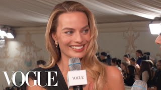 Margot Robbie on Barbie and Wearing the Same Dress as Cindy Crawford  Met Gala 2023  Vogue [upl. by Atterual]