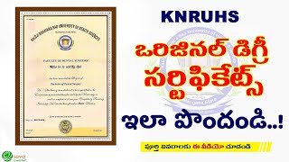 How to apply for Original Degree Certificate  KNRUHS [upl. by Nodearb]