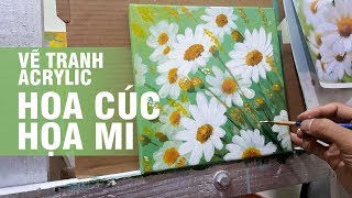 Hướng dẫn cách vẽ hoa cúc cực đơn giản bằng màu acrylic [upl. by Llehcsreh962]