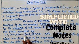 Gibbs phase rule derivation in hindi  degree of freedom  phase rule [upl. by Hazaki]