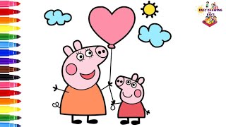 How To Draw George Peppa Pig And Peppa Pig 🐷🌈 for Children [upl. by Keelby14]