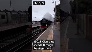 35028 Clan Line speeds through Rainham Kent [upl. by Hanid]