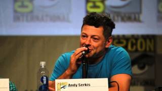 Andy Serkis does Smeagol voice  The Hobbit Panel ComicCon 2014 [upl. by Nilatak]