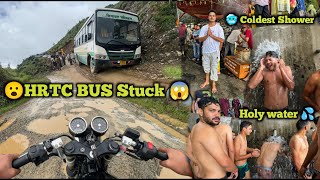 HRTC BUS STUCK MUDDY ROAD  Gt 650 off roadwe took a very cold shower [upl. by Balcke]