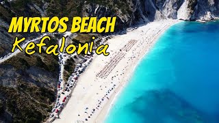 Myrtos beach Kefalonia Greece 4K drone video [upl. by Wenda21]