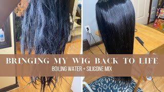 BRINGING MY OLD WIG BACK TO LIFE I SILICONE MIX amp BOILING WATER METHOD [upl. by Eeleimaj943]