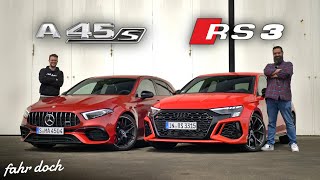 SAU STARK UND SAU TEUER AUDI RS3 vs Mercedes A45s AMG DUELL  Fahr doch [upl. by Rekab]