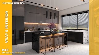 Kitchen room  Sketchup tutorial  Vray 5 Sketchup interior 42 [upl. by Katy]