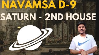 Saturn in 2nd House in D9 Navamsa Chart  Vedic Astrology [upl. by Nedarb]