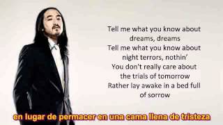 SUBTITULO INGLES ESPAÑOL Kid Cudi Pursuit of Happiness Steve Aoki Remix LYRICS [upl. by Pozzy661]