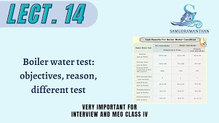 meoclass4 MEKG Boiler Lecture 14 Boiler water test objective reason types samudramanthan [upl. by Hazlip256]