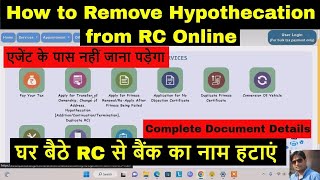 How to remove hypothecation from RC online  Terminate hypothecation  Remove loan from RC [upl. by Akirret]