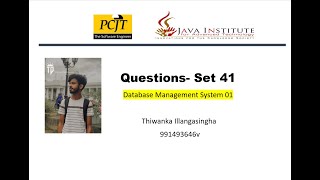 Java Institute DBMS Question Set 41 [upl. by Neelyaj]