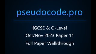 Solved Past Paper OctNov 2023 Paper 11 IGCSE 0478  OLevel 2210 [upl. by Almita]