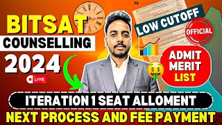 BITSAT Iteration 1 Seat Allotment Next Process 😍  BITS Pilani Cutoff 2024  BITSAT Counselling 2024 [upl. by Setsero161]