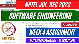 NPTEL Software Engineering Week 4 Assignment Solutions 2023  Jul  Dec 2023  OPEducore [upl. by Rubma]