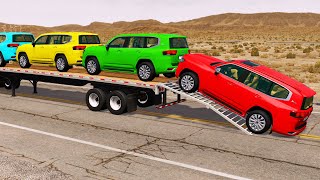 Flatbed Truck Mcqueen  Transportation with Truck  Pothole vs Car 65  BeamNGDrive [upl. by Engvall]