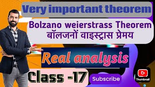 Lec17 Real analysis set theory Bolzano weierstrass theorem  very important theory Ritesh sir [upl. by Dionysus453]