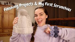 Finishing Projects amp Making My First Scrunchie  Crochet Vlog [upl. by Estele]