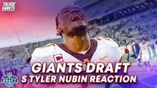 Giants Draft S Minnesota Tyler Nubin  REACTION [upl. by Adnalahs]