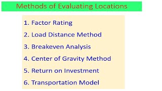 Operation Management Chapter2 Facilities Locations Evaluating Methods With Solved Examples [upl. by Hamachi]