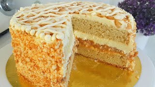 Торт с Хрустящим Слоем и Вареной Сгущенкой  Cake with a Crispy layer and Dulce de Leche [upl. by Lohrman400]