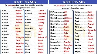 120 Common Opposites in English from AZ  Antonyms List Part I [upl. by Pugh]