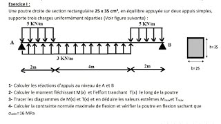 Examen Resistance de matériaux RDM Partie 1 [upl. by Eicyak]