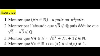 Solution Dexercice sur la Logique  raisonnement par labsurde  logique et raisonnement [upl. by Alrick]