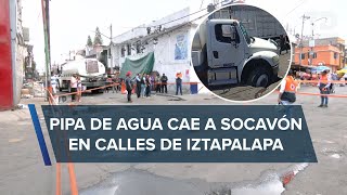 Se abre socavón de 12 metros de profundidad en calles de Iztapalapa [upl. by Enoved641]