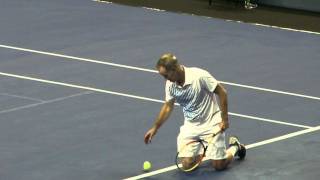 2011 Champions Tennis Tour John McEnroe finds a dead spot Seattle [upl. by Ebanreb]