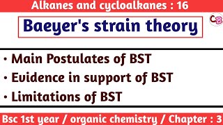 Baeyers strain theory  Evidence amp limitations  Alkanes and cycloalkanes  Bsc 1st year chemistry [upl. by Jeannine]