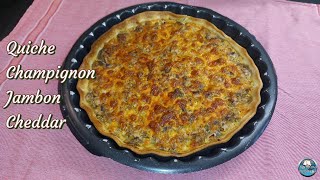 Recette QUICHE CHAMPIGNON JAMBON CHEDDAR 🥧🍄🧀 [upl. by Kincaid]