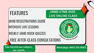 JAMB 2025 Intensive Live Online Lessons How to Score 350 in JAMB UTME How to Pass JAMB JAMB [upl. by Tjaden]