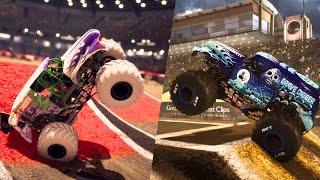 MONSTER JAM 8 GRAVE DIGGER MONSTER TRUCK FREESTYLE SHOW  Steel Titans 1 amp 2 [upl. by Ahsined]