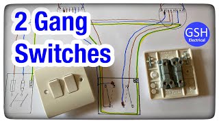 Wiring Diagram Using a 2 Gang Switch to Control 2 Independent Lights Using the 3 Plate Wiring Method [upl. by Eremehc]