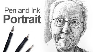 Pen and Ink Portrait Time Lapse [upl. by Lukash]