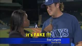 Evan Longoria catches a baseball and saves a reporters life but ITS FAKE Here is why i think so [upl. by Dunham]