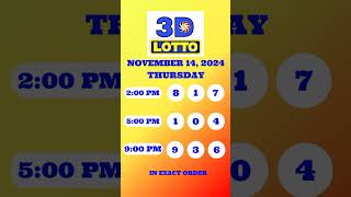 Philippine Lotto Result Today 9pm November 14 2024 Thursday Philippine Lotto Result TodayManalo [upl. by Zelde]