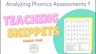 Analyzing phonics assessment 1 [upl. by Dduj]