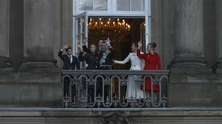 Denmarks new King greets crowd at royal residence in Copenhagen  AFP [upl. by Nahtanha]