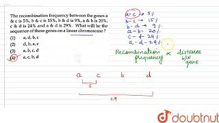 The recombination frequency between the genes a amp c is 5b amp c is 15b amp d is 9a amp b is 20 [upl. by Samuela]