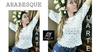 TUTORIAL UNCINETTO CROCHET VINTAGE SUMMER 2024 TOP TUTORIAL  TOPCROP MAGLIA ARABESQUE [upl. by Leifeste]